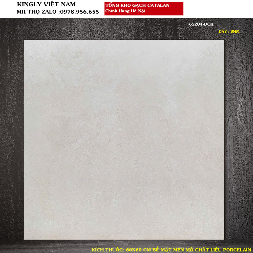 Gạch lát nền Catalan men matt mờ 60x60 cm 65204 màu be vàng vân đá A1